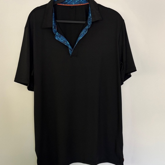 NWOT Polo Shirt Black with Blue Accents Tech Lightweight Size Large - Picture 1 of 4